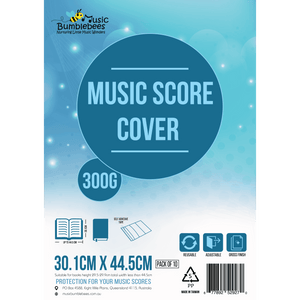 Music Bumblebees Music Score Covers 300 Adjustable Gloss Finish Clear Music Score Covers Pack of 10 - 3 Sizes