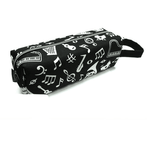 Music Bumblebees Music Stationery Music Notes and Instruments Canvas Soft Pencil Case Black
