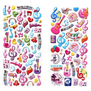 Music Bumblebees Music Stickers Music Note & Instrument Stickers Sheet - Colour