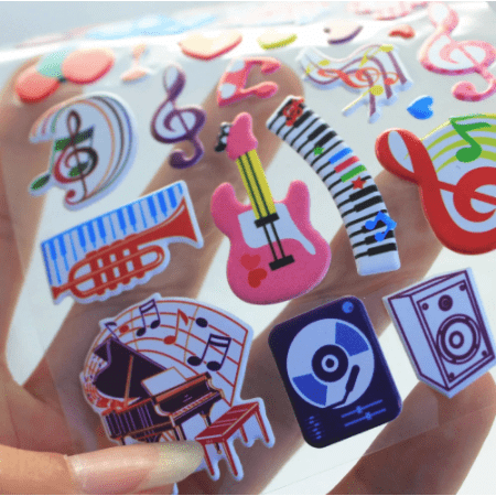 Image of Music Bumblebees Music Stickers Music Note & Instrument Stickers Sheet - Colour