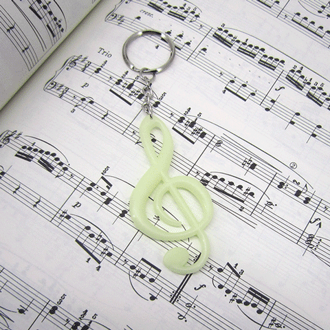 Image of Music Bumblebees Products,Music Gifts,For Students,Music Gifts for Kids G Clef / Treble Clef Keyring / Keychain - Luminous Grow in the Dark