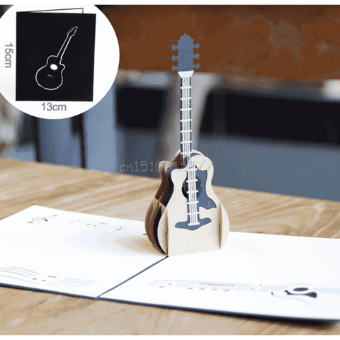 Image of vendor-unknown Products,Music Gifts,New Arrivals 3D Pop Up Music Guitar Greeting Card Christmas Valentine Birthday Invitation