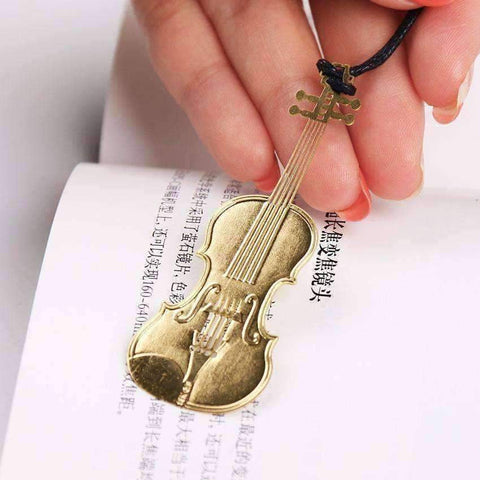Image of Music Bumblebees Products,Music Stationery,Music Gifts,New Arrivals Violin Music Themed Gold Metal Bookmark Piano Guitar Bookmark