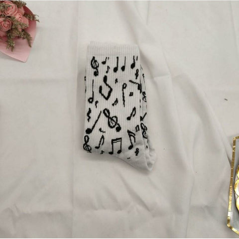 Image of Music Bumblebees Socks White Music Themed Socks