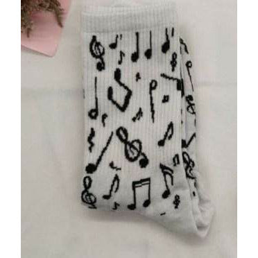 Image of Music Bumblebees Socks White Music Themed Socks