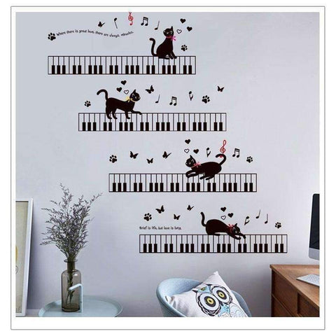 Image of Music Bumblebees Wall Stickers Wall Stickers Music Themed Home Decor - Cats and Keys