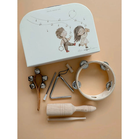 Music Bumblebees Children Musical Instrument Set "Little Love" Wooden Musical Instrument Set - 4-Piece Kit in Suitcase
