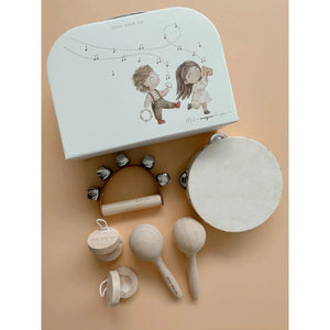Music Bumblebees Children Musical Instrument Set "Little Sounds" Wooden Musical Instrument Set - 4-Piece Kit in Suitcase