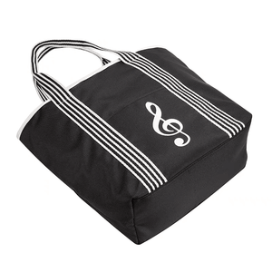 Canvas Tote Bag Black with Sheet Music Design