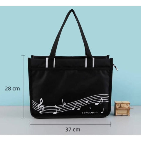 Image of Music Bumblebees Music Bag Music Themed Tote Bag Black with Music Score Design