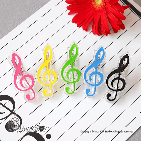 Image of Music Bumblebees Music Clips G Clef / Treble Clef Clip - Assorted Colours