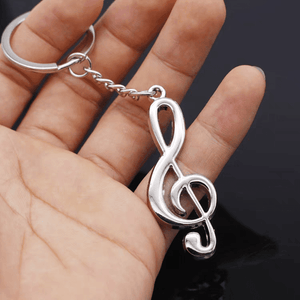 Music Themed Stainless Steel Keyring - G Clef