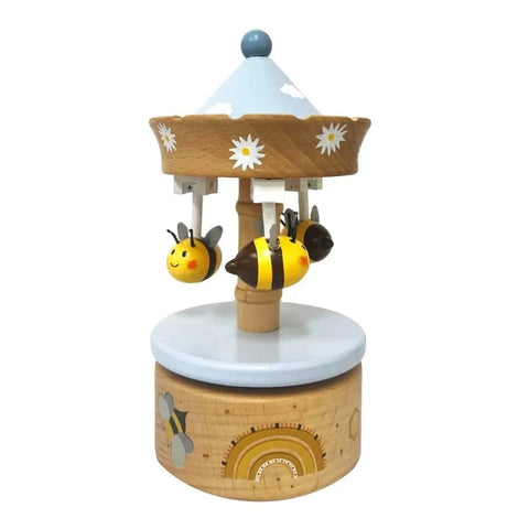 Music Bumblebees Music Gifts "Lightly Row" Wooden Bee Carousel Music Box - Australian Designed