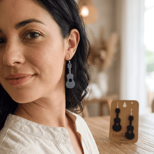 Music Bumblebees Music Jewellery Acoustic Guitar Music Earrings – Handmade Acrylic & Surgical Steel – Sunshine Coast, Australia