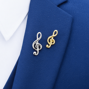 Music Bumblebees Music Jewellery Classic G Clef Treble Clef Pin - Silver & Gold Options - Elegant Music Lover's Gift