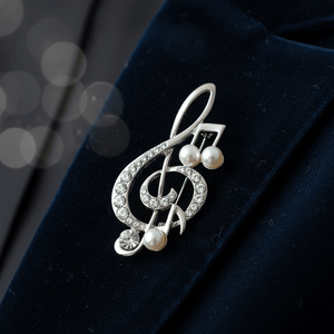 Music Bumblebees Music Jewellery Elegant G Clef Treble Clef Brooch with Pearls & Crystals - Music Lover's Pin Australian Music Gifts