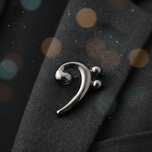 Music Bumblebees Music Jewellery F Clef / Bass Clef Brooch / Pin - Metal Dark Silver