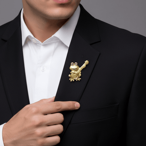 Music Bumblebees Music Jewellery Funky Frog Playing Guitar Brooch Pin - Gold-Tone with Crystal Accents | Unique Gift for Guitarists & Music Lovers