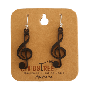 Treble Clef Music Earrings – Handmade Acrylic & Surgical Steel – Sunshine Coast, Australia