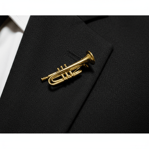 Music Bumblebees Music Jewellery Sleek Gold Saxophone Lapel Pin - Detailed Music Instrument Brooch with Crystal | Gift for Musicians