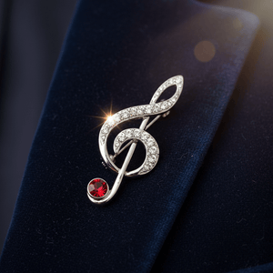 Music Bumblebees Music Jewellery Sparkling G Clef Treble Clef Brooch - Music Lover's Crystal Pin Australian Music Gifts