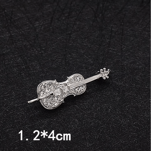 Sparkling Silver Musical Instrument Metal Pin Brooch Cello, French Horn, Trombone and Harp | The Perfect Gift for Musicians