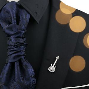 Music Bumblebees Music Jewellery Stylish Electric Guitar Lapel Pin - Sparkling Crystal Music Brooch | Perfect Gift for Guitarists