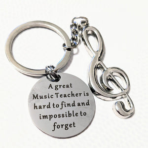Music Teacher Engraved Keyring with Treble Clef