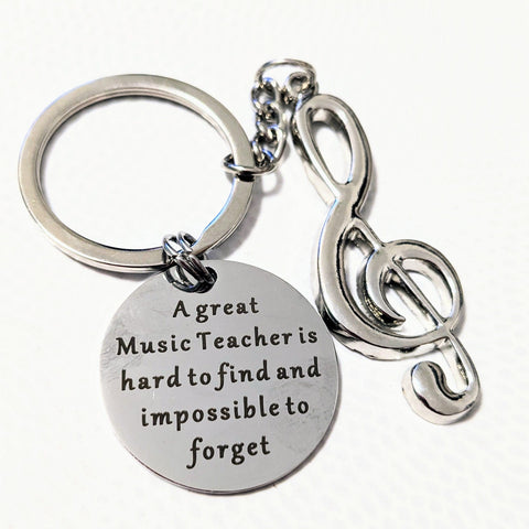 Image of Music Bumblebees Music Keyrings Music Teacher Engraved Keyring with Treble Clef