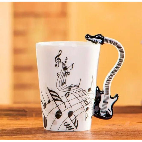 Music Bumblebees Music Mug Music Themed Cup with Electric Guitar Handle
