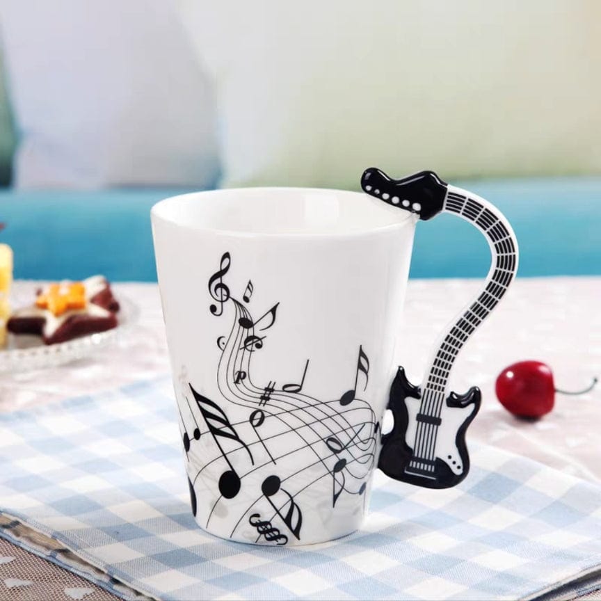 Music Bumblebees Music Mug Music Themed Cup with Electric Guitar Handle