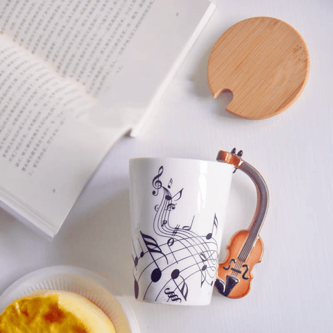 Music Bumblebees Music Mug Music Themed Mug/Cup with Violin Handle
