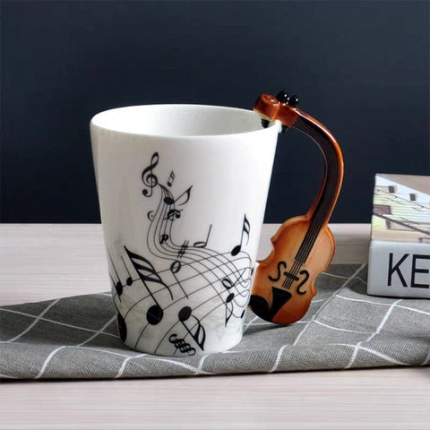 Image of Music Bumblebees Music Mug Music Themed Mug/Cup with Violin Handle
