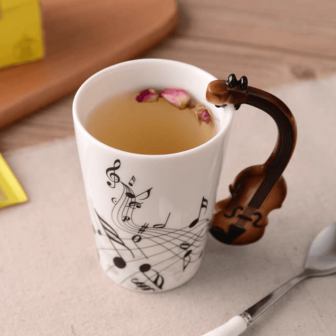 Image of Music Bumblebees Music Mug Music Themed Mug/Cup with Violin Handle