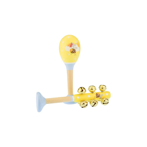 Image of Kaper Kidz Music Party Needs Bumblebees Maraca and Bellstick Children Musical Instrument Set