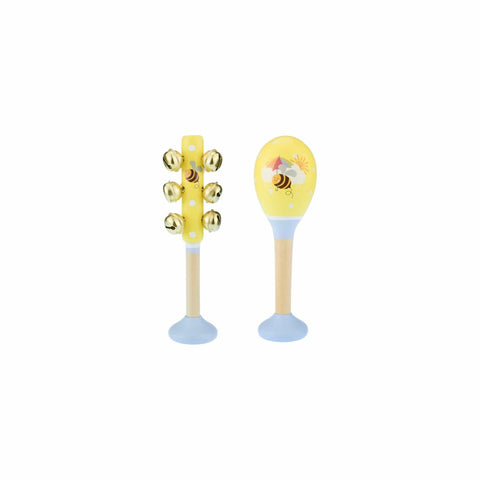 Image of Kaper Kidz Music Party Needs Bumblebees Maraca and Bellstick Children Musical Instrument Set