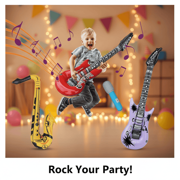 Inflatable Guitar, Saxophone & Microphone Party Toys Kids Music Props ...