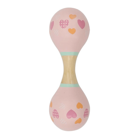 Image of Toyslink Music Party Needs Pink and Love Hearts Double Head Wooden Maraca for Children and Babies