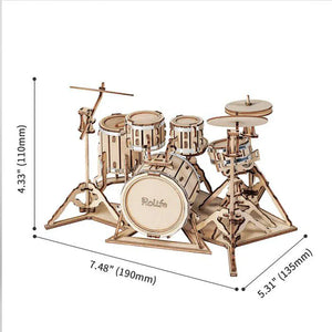 Music Bumblebees Music Party Needs Rolife Drum Kit TG409 3D Wooden Puzzle - Miniature Percussion Model Kit