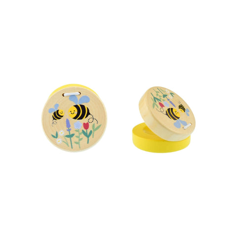 Image of Toyslink Music Party Needs Yellow Round Wooden Bumblebees Castanet