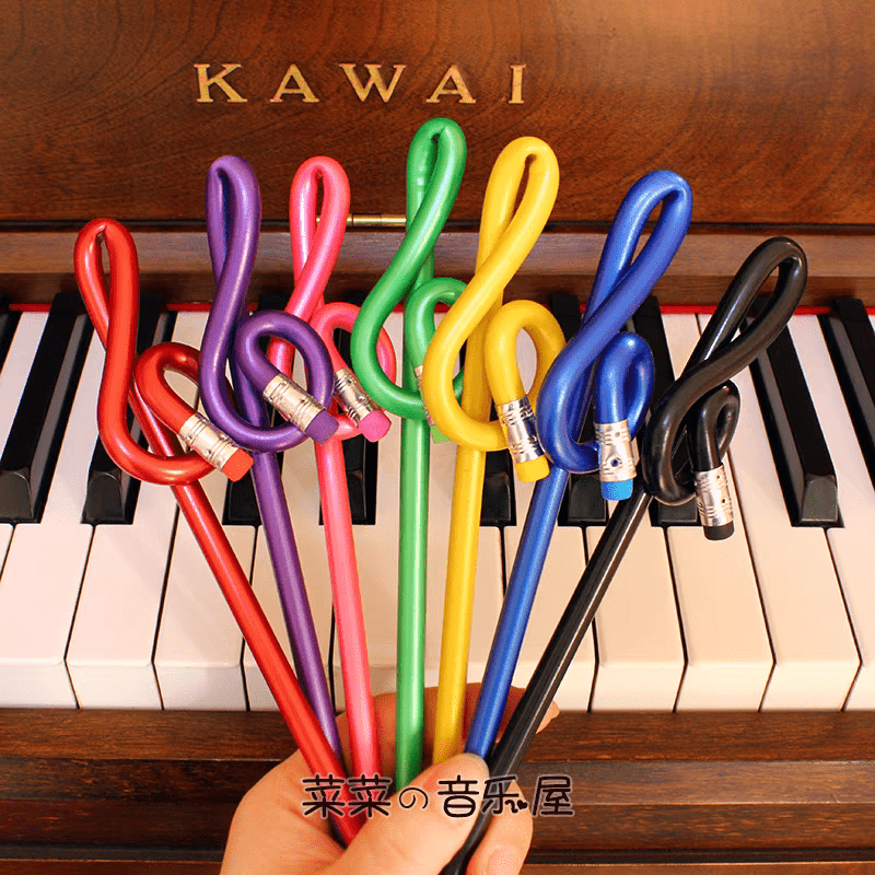 6 Pcs Music Pencils Musical Notes Pens Music Treble Clef Bent Pencil Clef  Pencil Music Lovers Stationery Gifts Creative Novelty Pencils For Writing