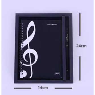 Music Bumblebees Music Stationery Box Set with Black G Clef Pen and Music Themed Note Book