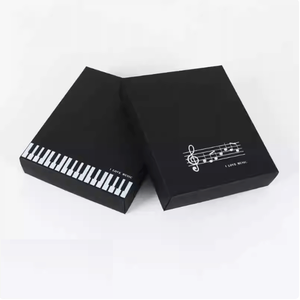 G Clef or Keyboard Piano Black Ballpoint Pen and Notebook Box Set - I Love Music