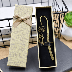 G Clef or Semiquaver Metal Feather Bookmark in a Giftbox - Gold