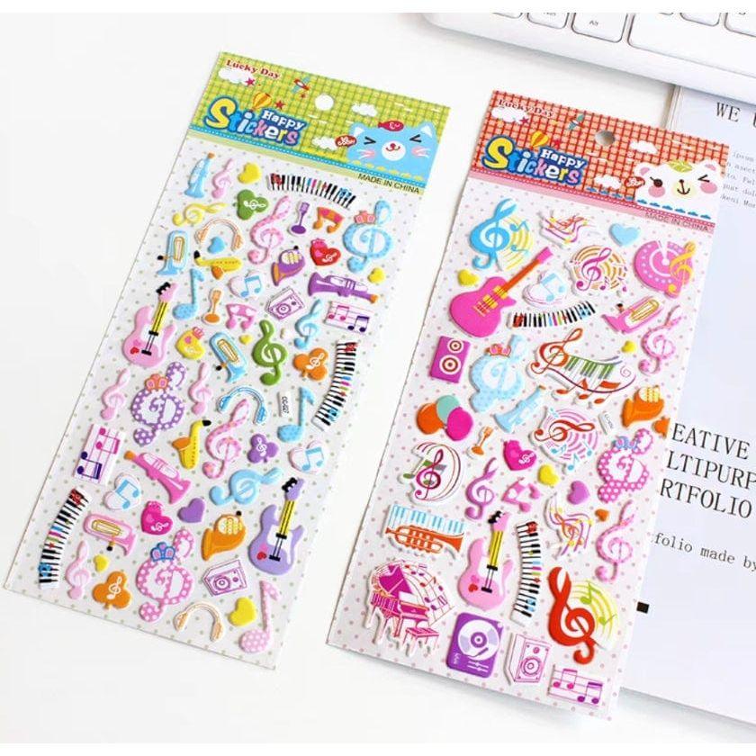 3D Music Note & Instrument Stickers Sheet - Student Rewards โ Music ...