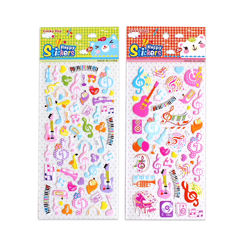 3D Music Note & Instrument Stickers Sheet - Student Rewards โ Music ...