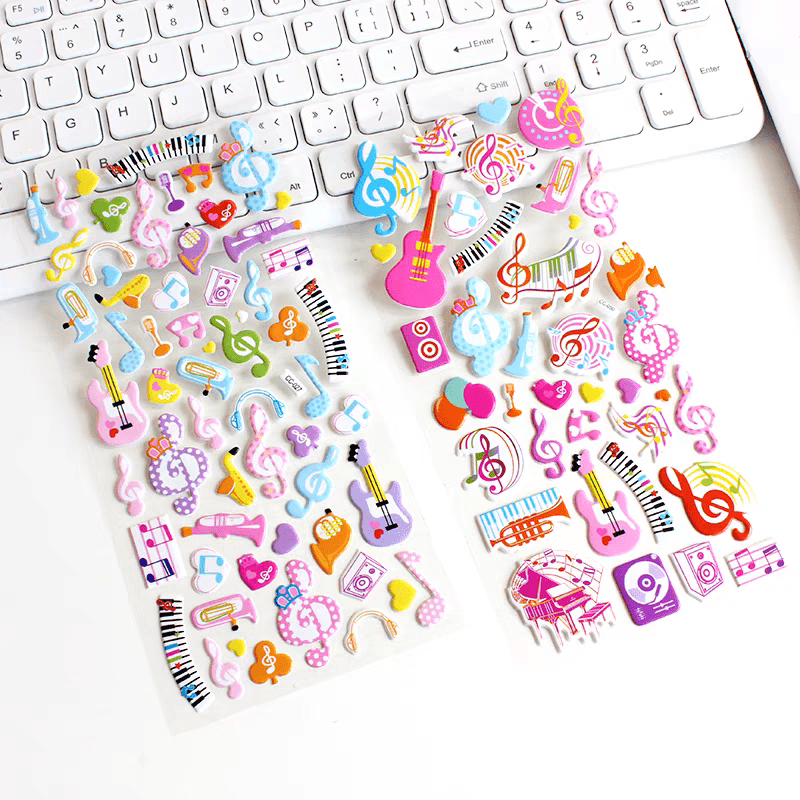 3D Music Note & Instrument Stickers Sheet - Student Rewards โ Music ...