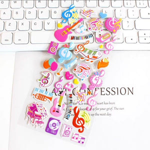 3D Music Note & Instrument Stickers Sheet - Student Rewards