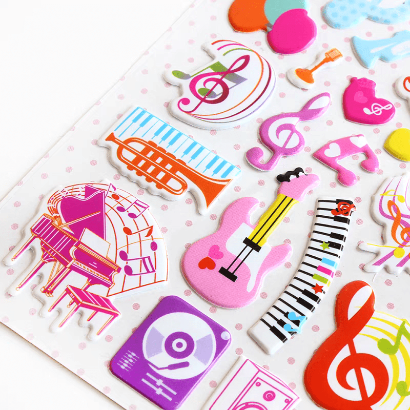 3D Music Note & Instrument Stickers Sheet - Student Rewards โ Music ...
