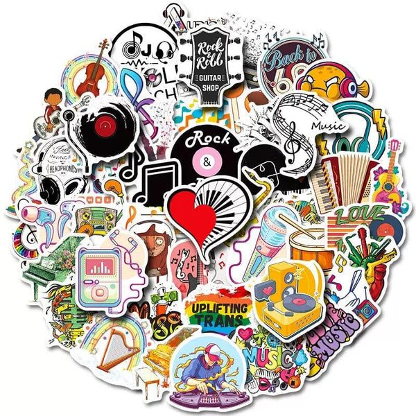 Music Sticker Set Music Themed Individual Stickers - Cool Music Pack of 50 – Music Bumblebees
